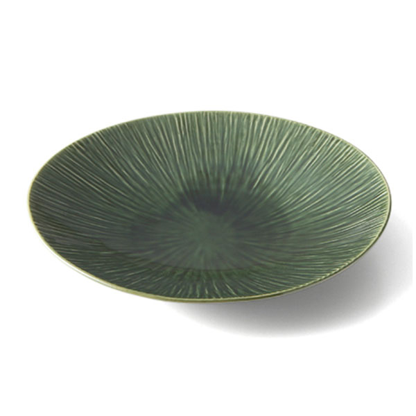 クリース25ｃｍオーバルプレート　織部　【miyamaの器シリーズ】